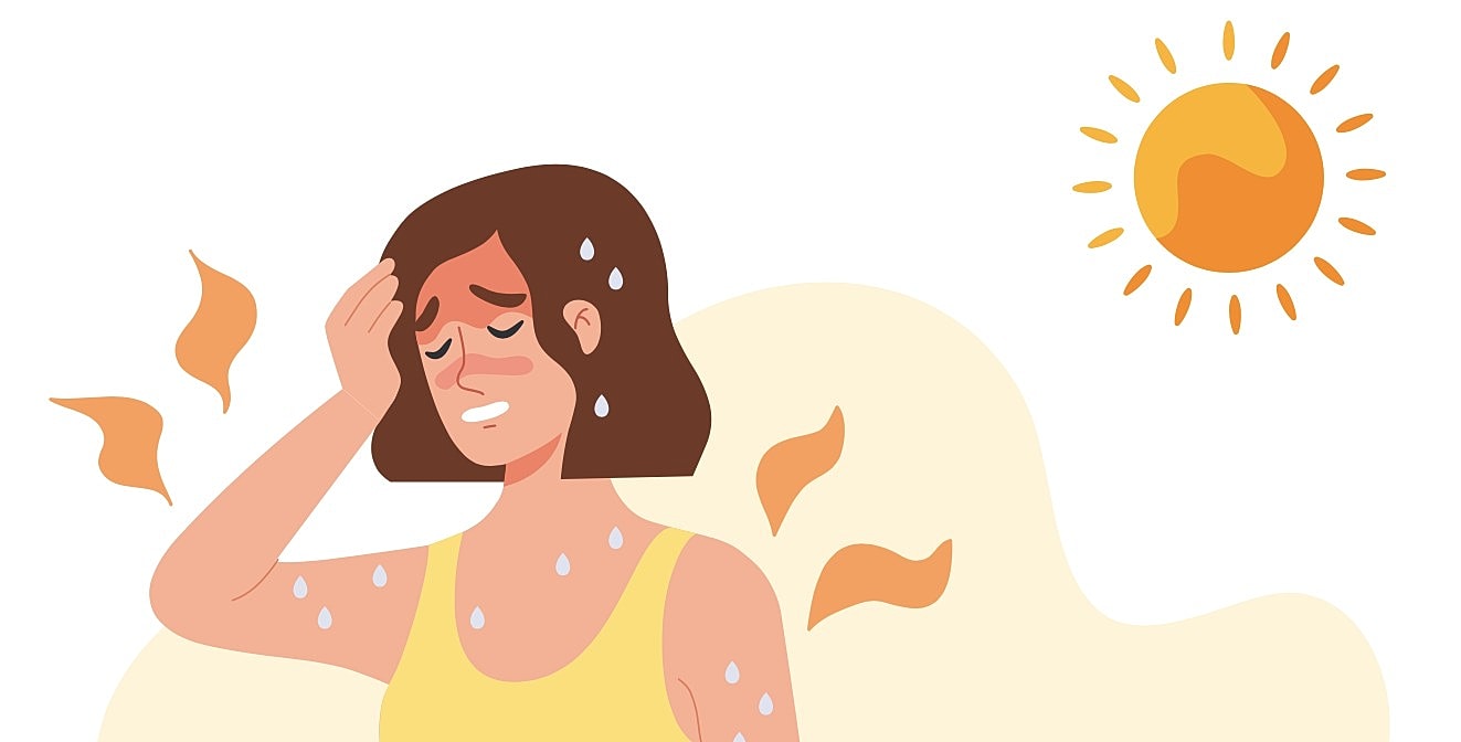 women sweating under the hot sun