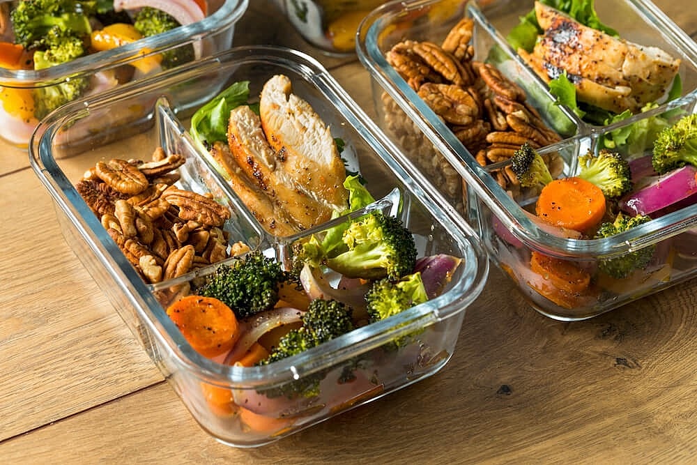 Homemade Keto Chicken Meal Prep with Veggies in a Container