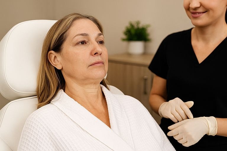 Non-surgical treatment for sagging chin skin at Allura MedSpa