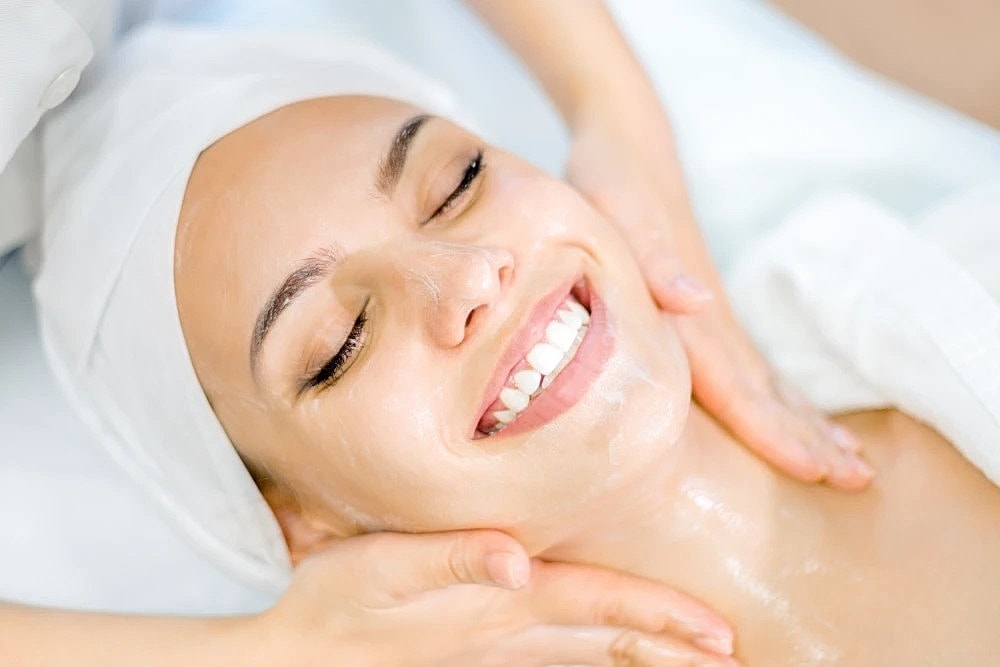 Relaxing med spa facial session with deep cleansing.