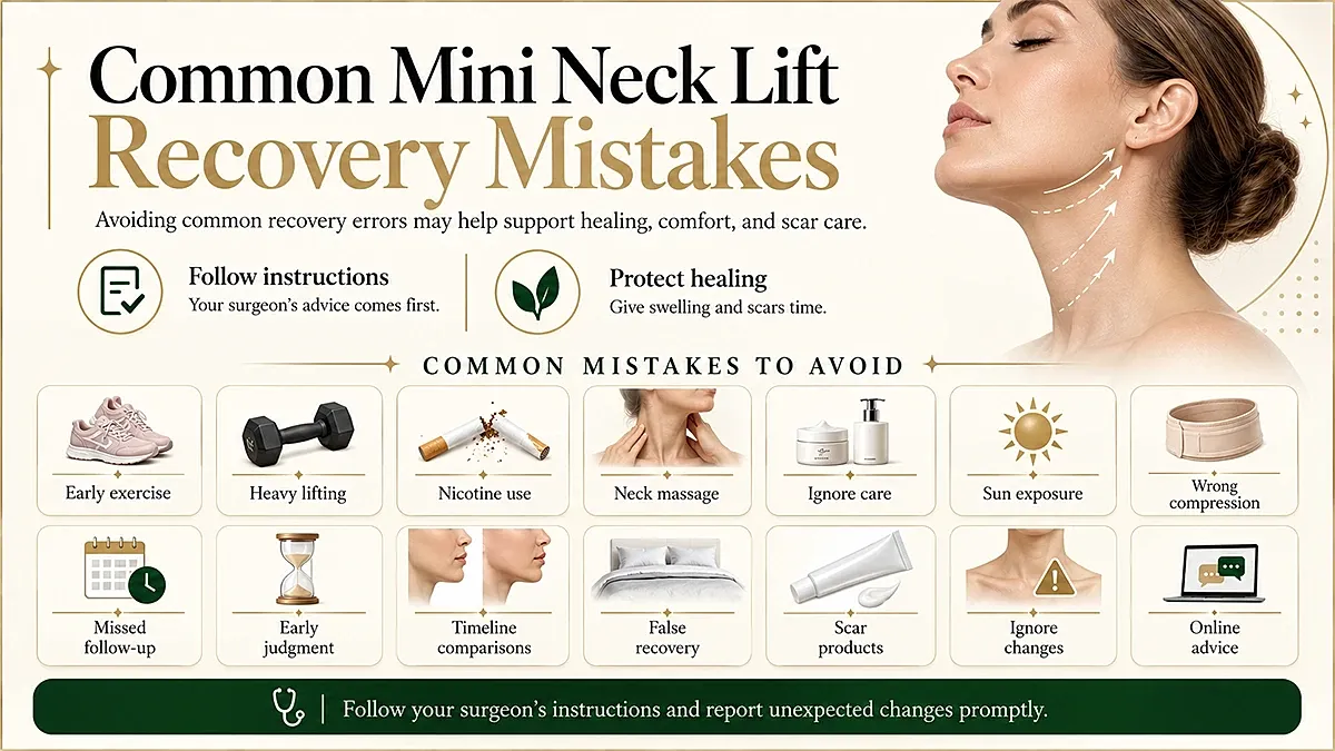 Common mistakes after mini neck lift recovery.