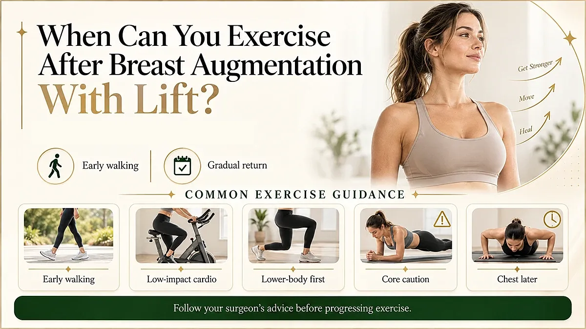 Exercise guidance after breast augmentation surgery.