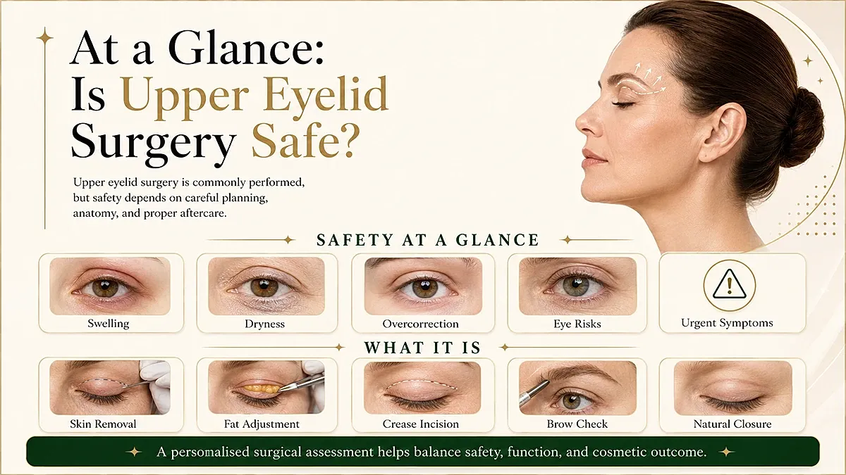 Upper eyelid surgery safety overview and considerations