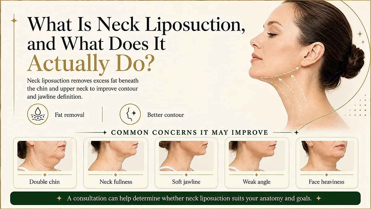 Neck liposuction benefits and concerns explained.