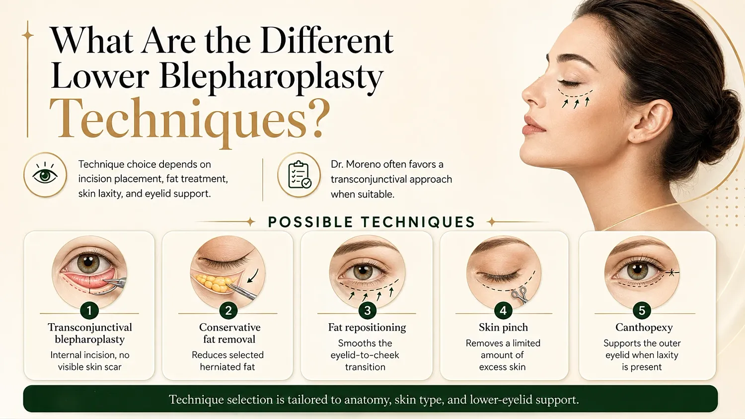 What are the different lower blepharoplasty Techniques?