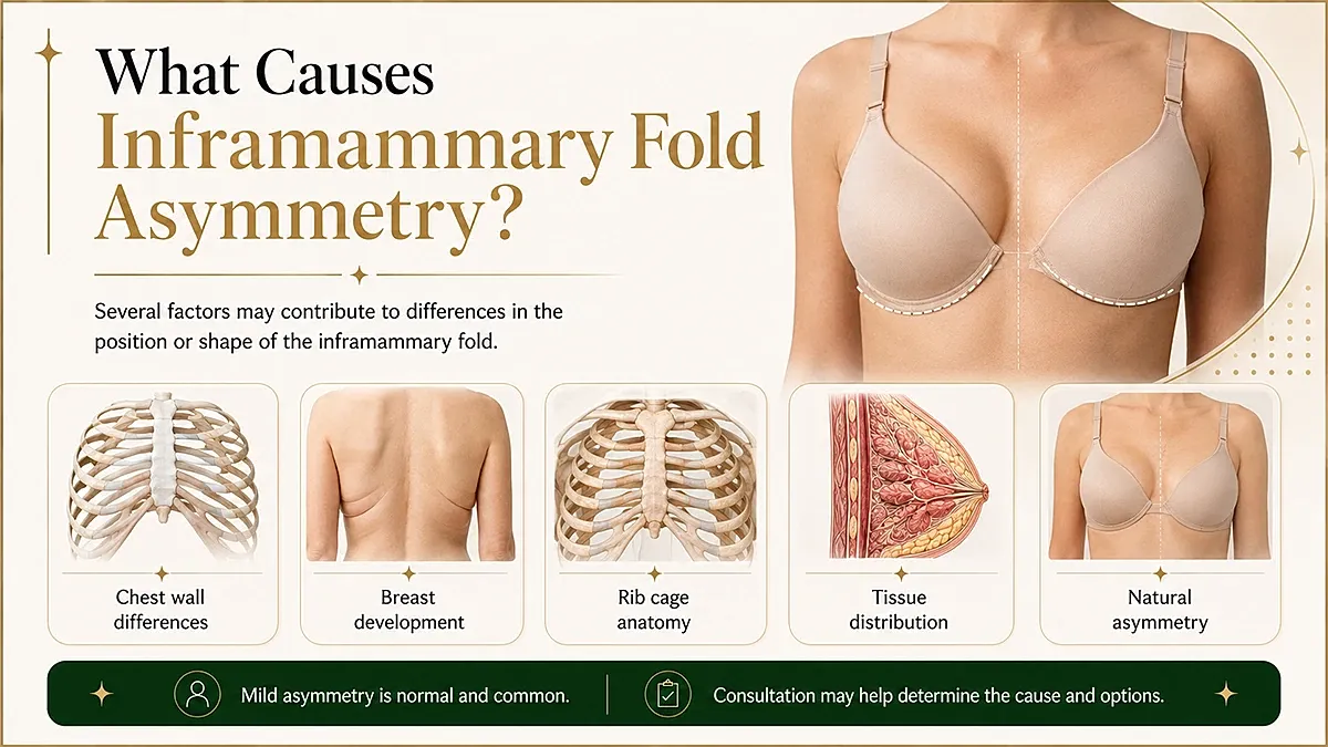 Causes of inframammary fold asymmetry explained visually.