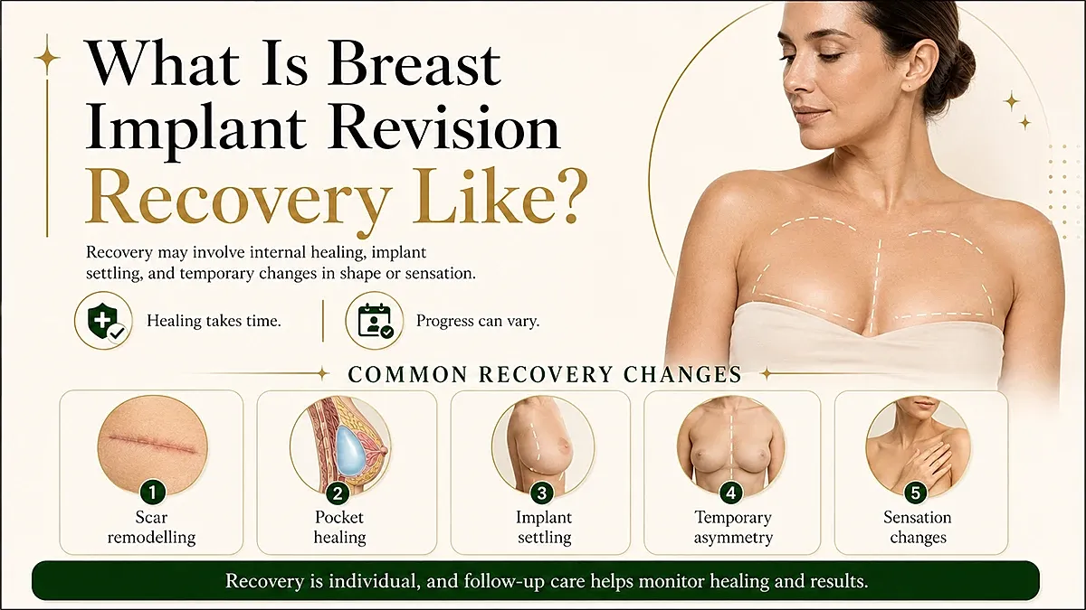 Breast implant revision recovery process overview.