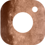 Stylized Instagram logo in earthy tones.