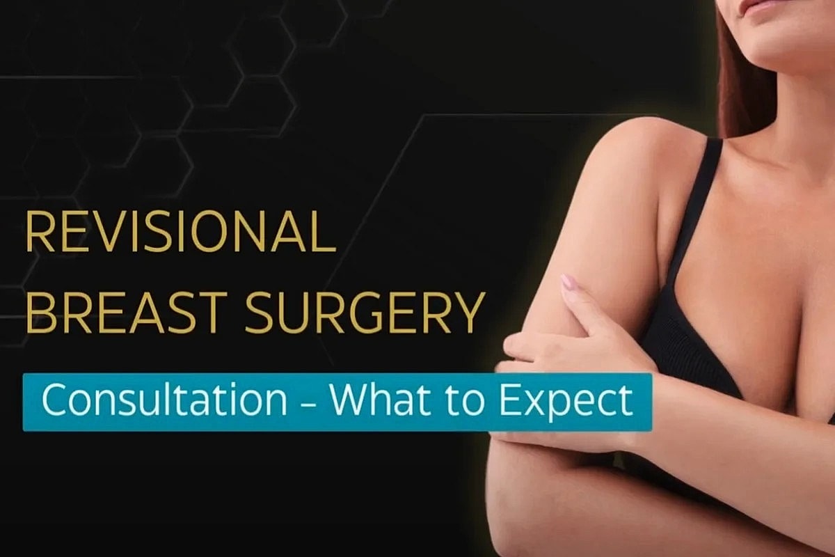 Revisional breast surgery consultation information graphic