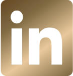 LinkedIn logo on a gold background