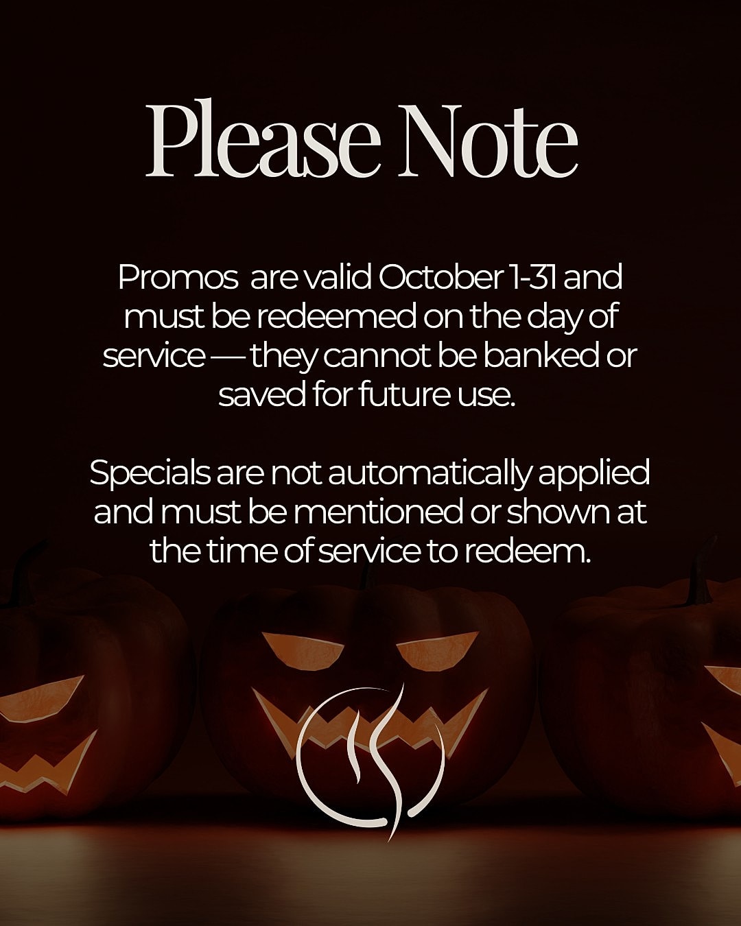 October promo details with Halloween theme.