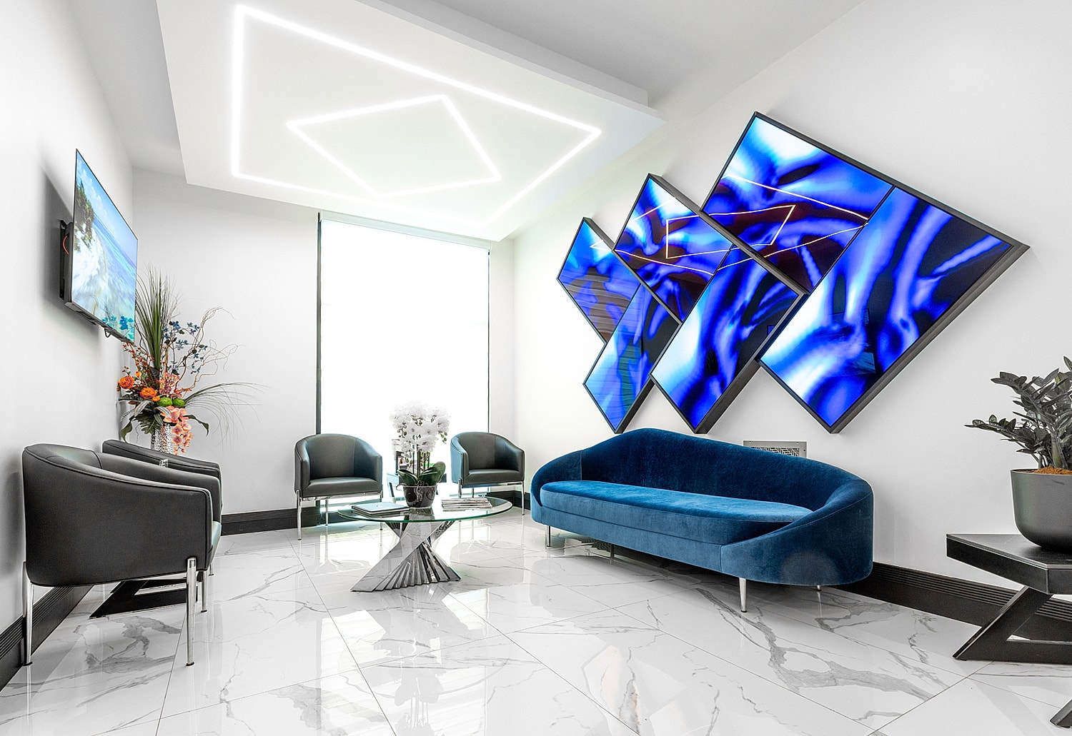 Modern aesthetic treatment room with medical equipment.