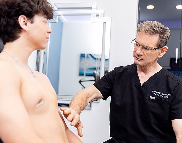 Doctor consulting with patient about procedure.