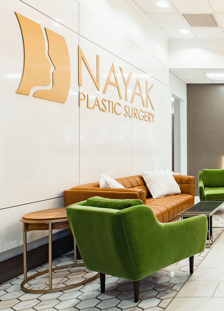 Modern waiting area of Nayak Plastic Surgery.