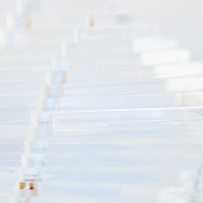 Clear layered structures with soft lighting.