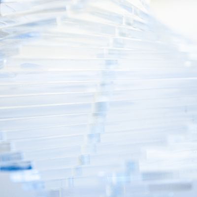 Abstract pattern of translucent layers and lines.