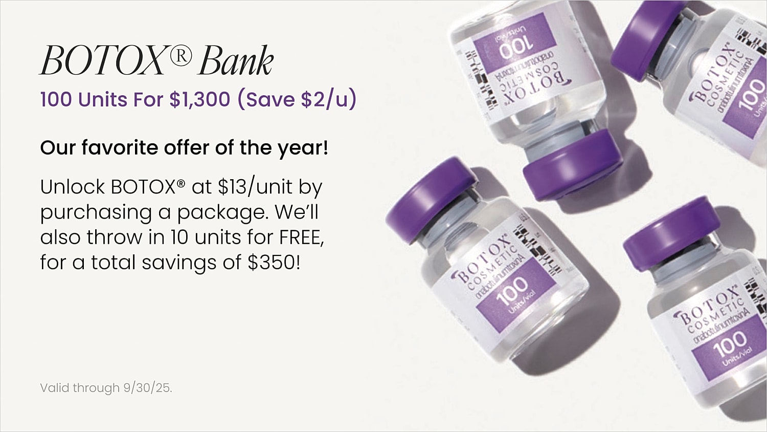 Botox promotional offer with unit pricing details
