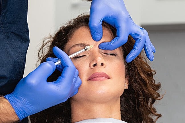Woman's face getting botox