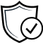 Shield icon with a check mark.