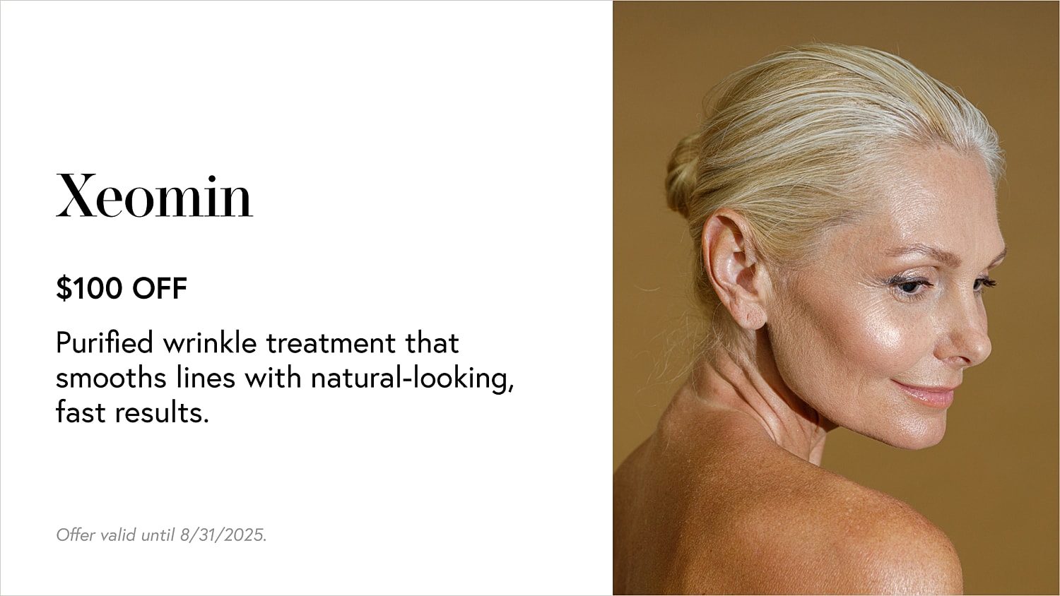 Xeomin wrinkle treatment advertisement with discount.