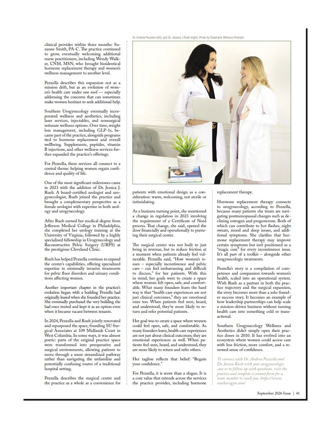 Doctors discussing women's health and wellness services.