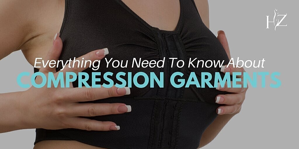 plastic surgery patient model wearing a compression bra
