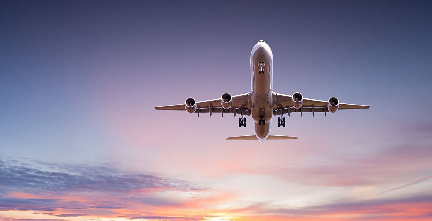 commercial plane flying in the sky