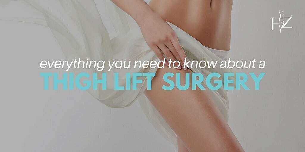 thigh lift patient model in bed with a sheet over her